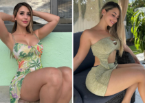 Mariam Olivera showing off captivating figure in tropical green dress
