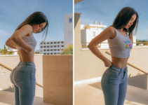 Missbo attracts all attention with simple outfits of only crop top and jeans