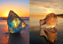 The Enchanting Seascape: Transparent Stones Glowing in the Sunset’s Embrace