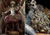 Incredible skeletal remains of Catholic saints still covered in gems and jewels discovered by explorer Indiana Bones