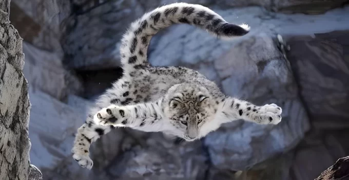 Marvel at Majestic Snow Leopards in Action: A Spectacular Video of Their Graceful Jumps and Stunning Agility